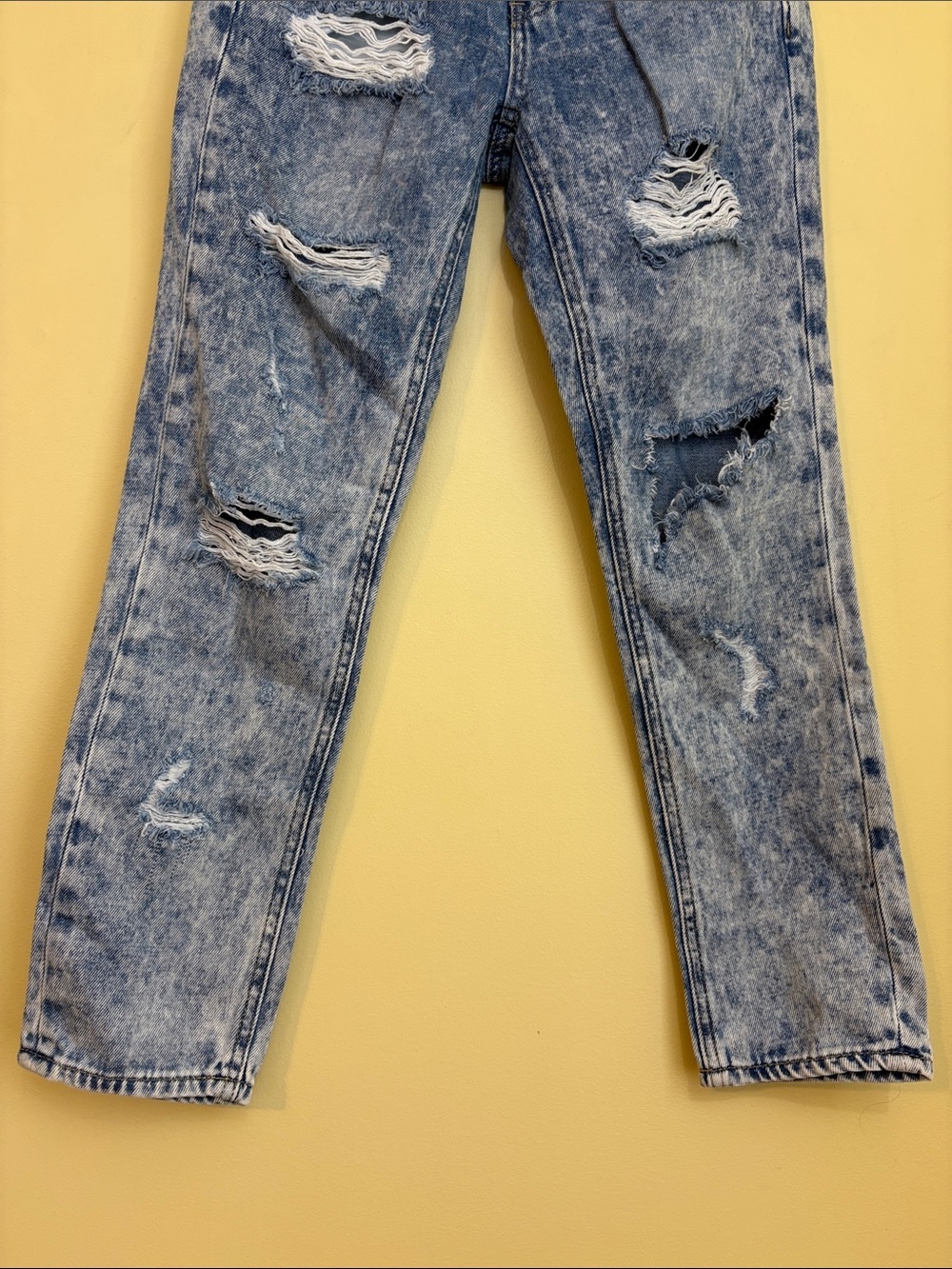 Refuge | Acid Wash Distressed High Rise Mom Jeans 90s Grunge Streetwear Y2K 0 - Picture 6 of 13